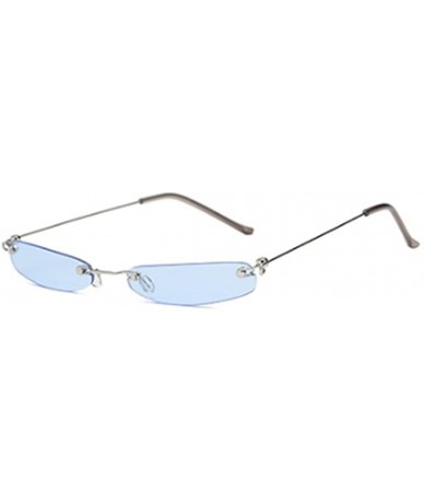 Rimless Vintage Small Sunglasses Rectangular Metal Rimless for Men and women - Blue - C818G77UG4E $20.66