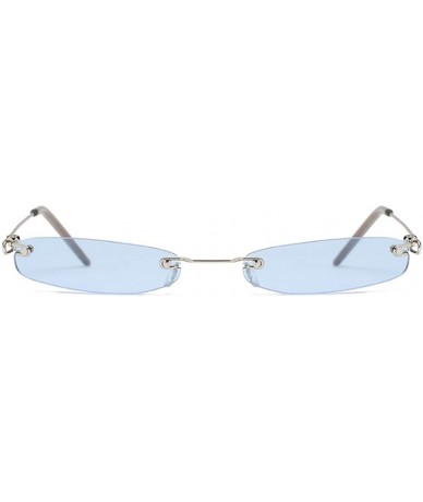 Rimless Vintage Small Sunglasses Rectangular Metal Rimless for Men and women - Blue - C818G77UG4E $7.56