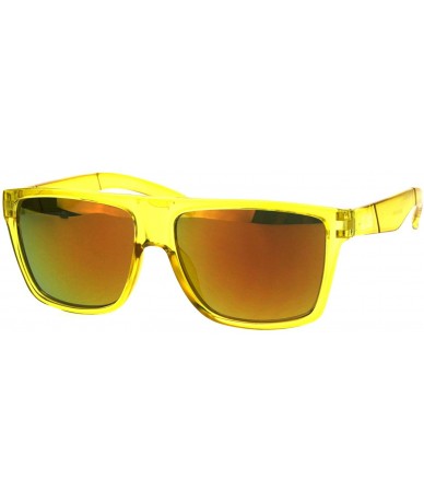 Square KUSH Sunglasses Mens Fashion Square Frame Mirrored Lens UV 400 - Yellow (Orange Mirror) - C218IXUDSLN $9.39