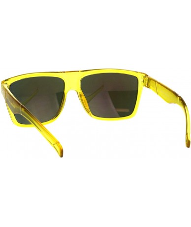 Square KUSH Sunglasses Mens Fashion Square Frame Mirrored Lens UV 400 - Yellow (Orange Mirror) - C218IXUDSLN $9.39