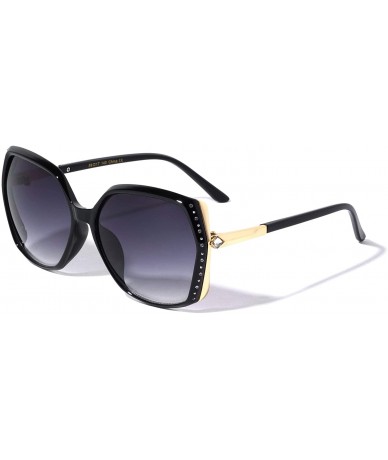 Butterfly Rhinestone Geometric Butterfly Fashion Sunglasses - Smoke - CF196MSU3X9 $17.39