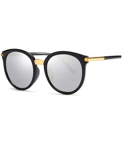 Cat Eye Vintage Black Cat Eye Sunglasses Women Fashion Mirror Cateye Sun Glasses Shades UV400 - Silver - C81985HGTTH $58.59