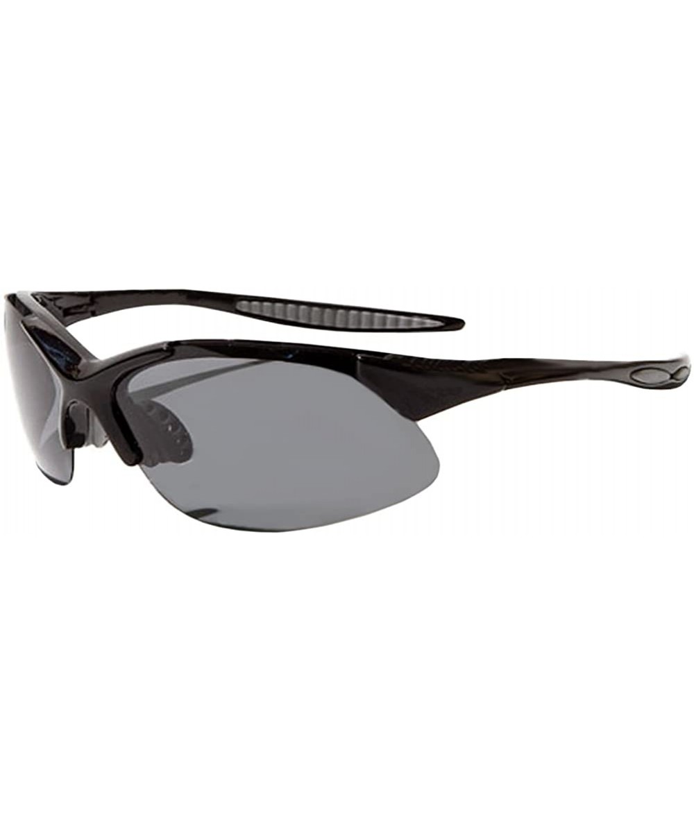 Wrap CLEARANCE!!! A728 Sunglasses Wrap Style UV400 Lens All Active Sports - Black & Smoke Flash - C7114W5ACB7 $51.11