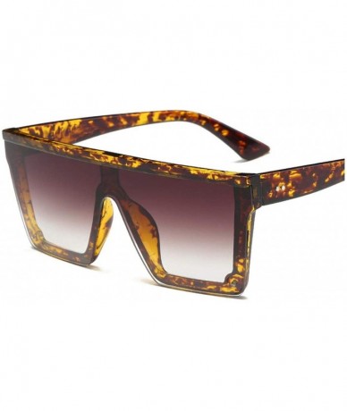 Oversized Oversize Square Frame Flat Top New Fashion Sunglasses Women Men Retro Sun Glasses Gafas Oculos De Sol - Leopard - C...