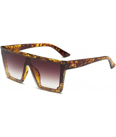 Oversized Oversize Square Frame Flat Top New Fashion Sunglasses Women Men Retro Sun Glasses Gafas Oculos De Sol - Leopard - C...
