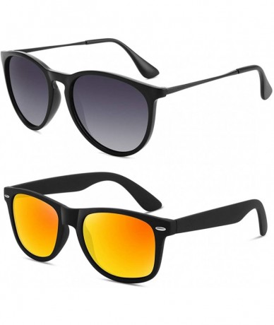 Wrap Polarized Sunglasses for Women Men Retro Mirrored Sun Glasses with UV Protection 2 Pack - C318Y72DDDK $30.11
