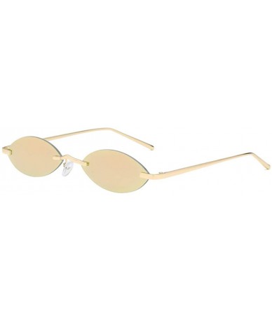 Square Unisex Fashion Metal Frame Oval Candy Colors small Sunglasses UV400 - Pink - CI18NOAN2DX $11.11