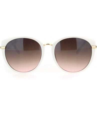 Butterfly Womens Chic Round Cat Eye Designer Fashion Butterfly Sunglasses - White Gradient Brown Pink - C218OQWWQ8M $14.50