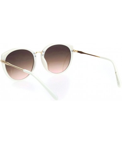 Butterfly Womens Chic Round Cat Eye Designer Fashion Butterfly Sunglasses - White Gradient Brown Pink - C218OQWWQ8M $14.50