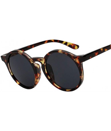 Oval sunglasses for women Retro Oval Frame Sunglasses Mens Leopard Shades - Black-brown-w-blk - CB18WZS0STX $34.08