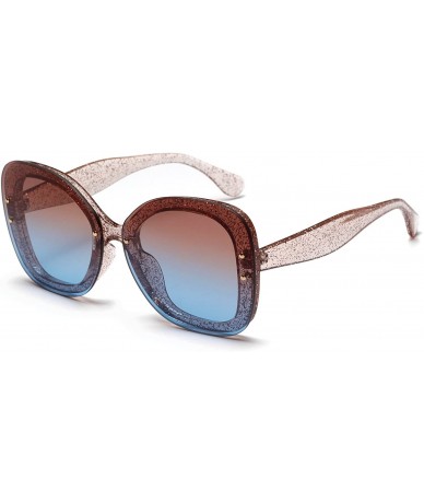 Oversized Oversize Classic Sunglasses Glittery Gradient - Blue - CB18ACI9M9C $24.38