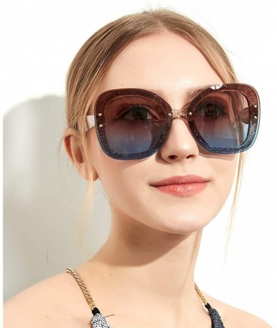 Oversized Oversize Classic Sunglasses Glittery Gradient - Blue - CB18ACI9M9C $13.27