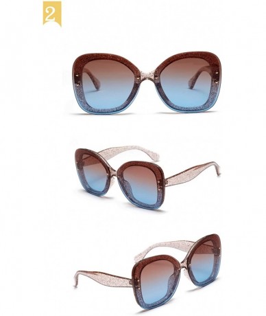 Oversized Oversize Classic Sunglasses Glittery Gradient - Blue - CB18ACI9M9C $13.27
