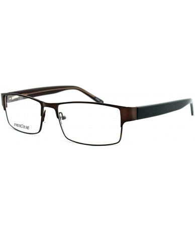 Square Slim Metal Frame Durable Prescription Only Glasses with Spring Hinge - Brown - C711PA0TXJF $17.45