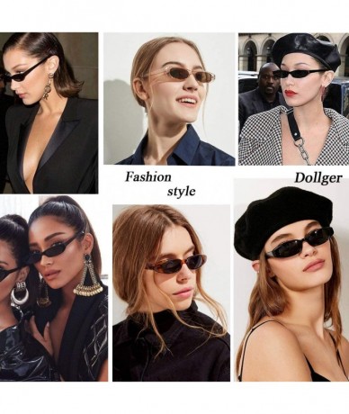 Square Retro Rectangle Sunglasses for Women Small Clout Goggles Fashion Designer Cool Square Shades - CZ195AW3E5U $8.28