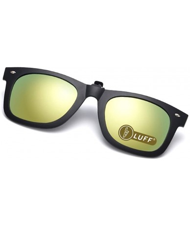 Oval Polarization Clip-On Sunglasses Clips Flip up Myopic Sunglasses for Outdoor - Yellow - CC18CMKA5K2 $15.92