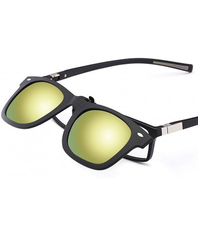 Oval Polarization Clip-On Sunglasses Clips Flip up Myopic Sunglasses for Outdoor - Yellow - CC18CMKA5K2 $15.92