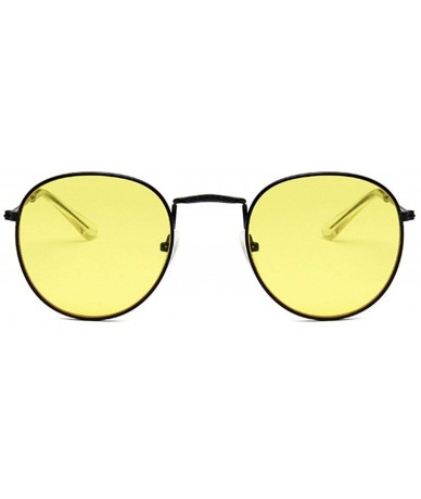 Round Retro Round Sunglasses Women Er Red Yellow Sun Glasses Alloy Frame Mirror Sunglass Female Shades - Yellow - CQ198AICCRL...