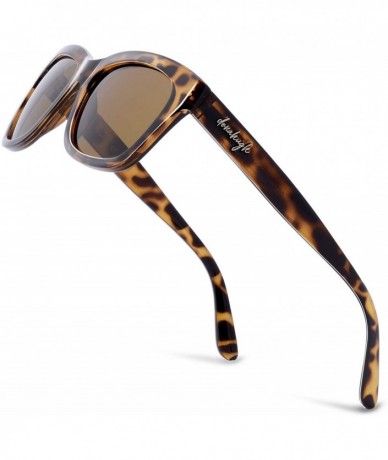 Square Polarized Sunglasses For Men Or Women Vintage Designer - Tortoise - CS18NZG3976 $34.99