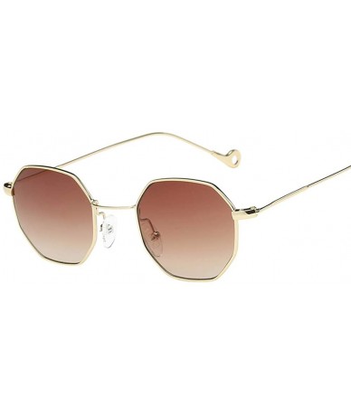 Oversized Womens Men Fashion Metal Irregularity Frame Glasses Brand Classic Sunglasses - Coffee - CX18TRAXD93 $16.26