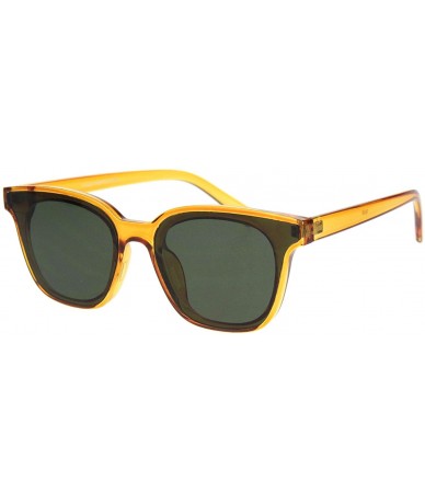 Rectangular Womens Retro Trendy Panel Lens Horn Rim Plastic Hipster Sunglasses - Brown Green - CX18K2MMTS7 $12.61