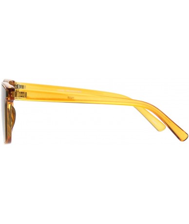 Rectangular Womens Retro Trendy Panel Lens Horn Rim Plastic Hipster Sunglasses - Brown Green - CX18K2MMTS7 $12.61