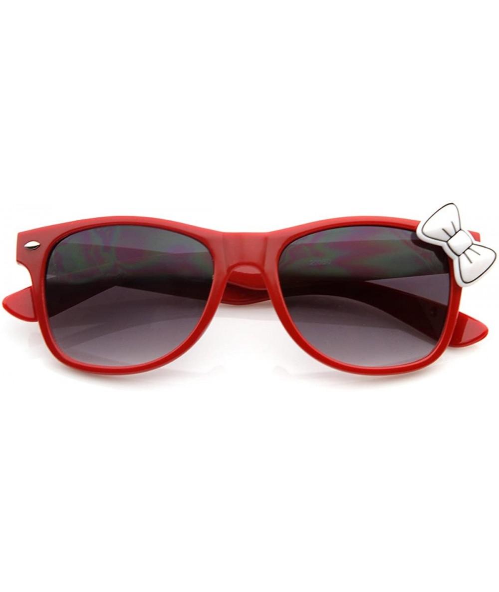 Wayfarer Ladies Trend Cat Eye Retro Fashion Horn Rimmed w/Kitty Bow (Red-White) - CX119NQGBSJ $9.66