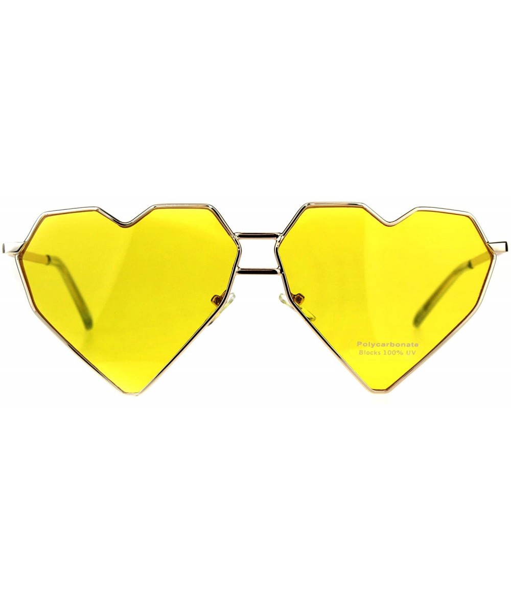 Rectangular Womens Squared Heart Shape Oceanic Gradient Lens Sunglasses - Yellow - C7180HCH8AE $11.20
