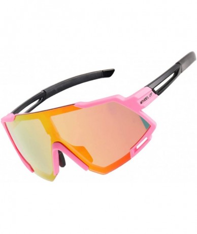 Sport UV-Resistant Polarized Outdoor Sports Cycling Sunglasses - Coating Black Pink - CZ196Z6ESK0 $13.49