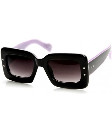 Oversized Bold Rim Block Two-Tone Color Square Frame Sunglasses (Black-Yellow) - CE11GT19TS5 $22.19