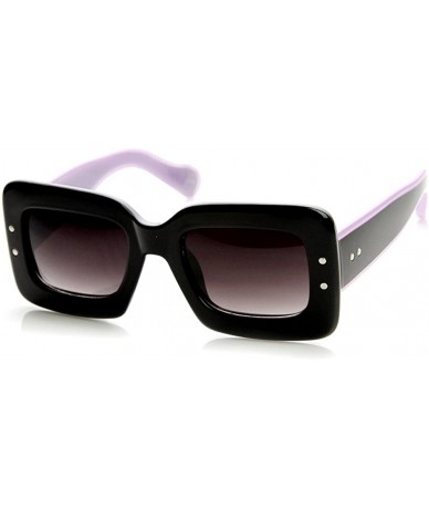 Oversized Bold Rim Block Two-Tone Color Square Frame Sunglasses (Black-Yellow) - CE11GT19TS5 $11.59