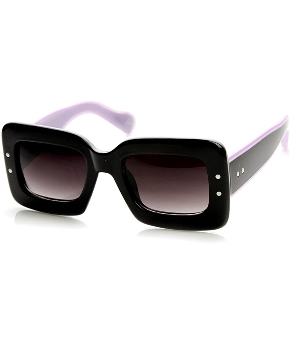 Oversized Bold Rim Block Two-Tone Color Square Frame Sunglasses (Black-Yellow) - CE11GT19TS5 $11.59