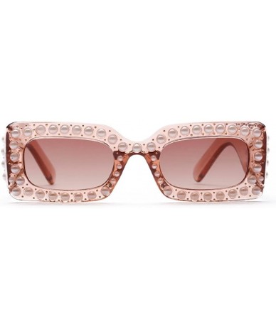 Rimless Womens Sunglasses - Fashion Womens Pearl Square Frame Shades Sun Glasses UV400 Protection - D - CJ18DTREENH $8.01