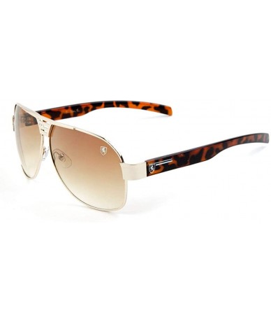 Shield Metal Cut Frontal Nose Shield Modern Rounded Aviator Sunglasses - Brown Demi - CY190EOO93G $34.08