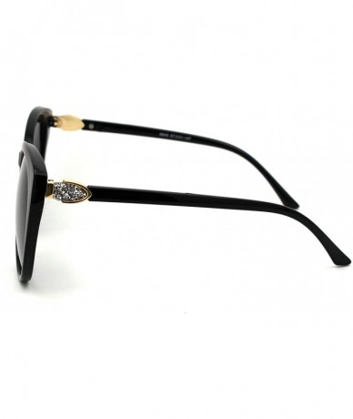 Cat Eye Womens Mod Elegant Rhinestone Nugget Sparkle Hinge Cat Eye Sunglasses - Black Smoke - C518WHMRA4S $14.07