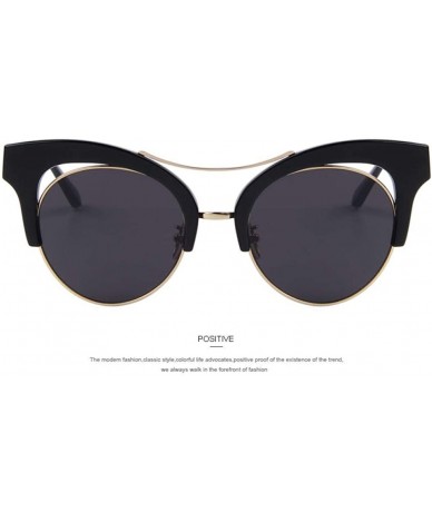 Aviator Fashion Women Cat Eye Sunglasses Round Frame False Eyebrows C08 Brown - C02 Red - CP18YZW89S8 $12.67