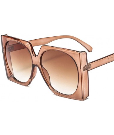 Shield Oversized Sunglasses Transparent Vintage Windproof - Brown - CP18NY98O8D $24.21