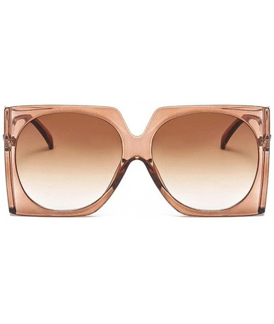 Shield Oversized Sunglasses Transparent Vintage Windproof - Brown - CP18NY98O8D $15.41