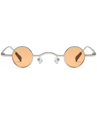 Round Chic Round Hip-Hop Square Metal Small Frame Clear Color Lens Sunglasses UV400 - Orange - CQ18X6ND6DL $14.50