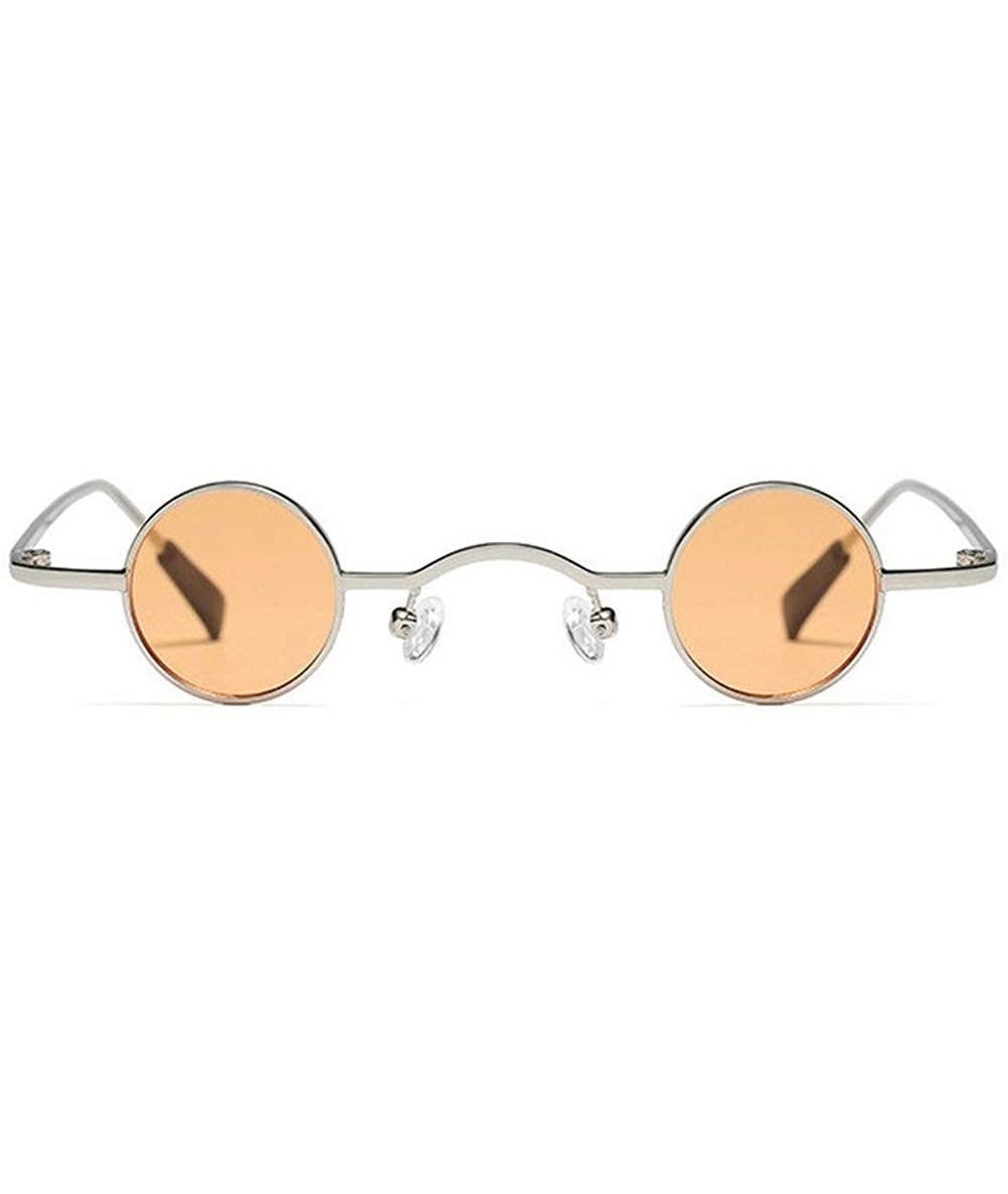 Round Chic Round Hip-Hop Square Metal Small Frame Clear Color Lens Sunglasses UV400 - Orange - CQ18X6ND6DL $14.50