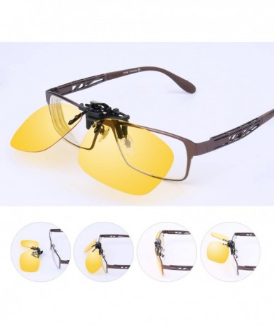 Sport Yellow Night Vision Polarized Clip-on Flip up Sunglasses Fishing - CN11HFB6C47 $8.22