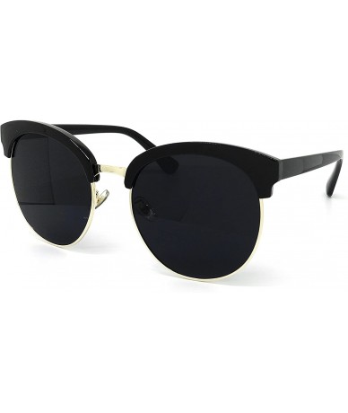 Oval RAKOSTA 97018XL Premium Oversize Cats eye Womens Mens Mirror Funky Flat Sunglasses - Gold - CR1954KEAWR $13.51