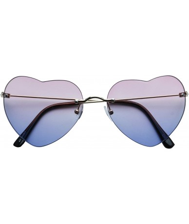 Oversized Cupid Rimless Heart Shaped Love Sunglasses Gradient Colorful Oceanic Candy Lens Retro Thin Metal Fashion Shades - C...