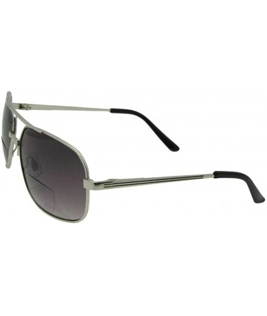 Aviator Large Square Aviator Bifocal Sunglasses For Men B96 - Silver Frame Gray Lenses - C618KMTTKEY $15.50