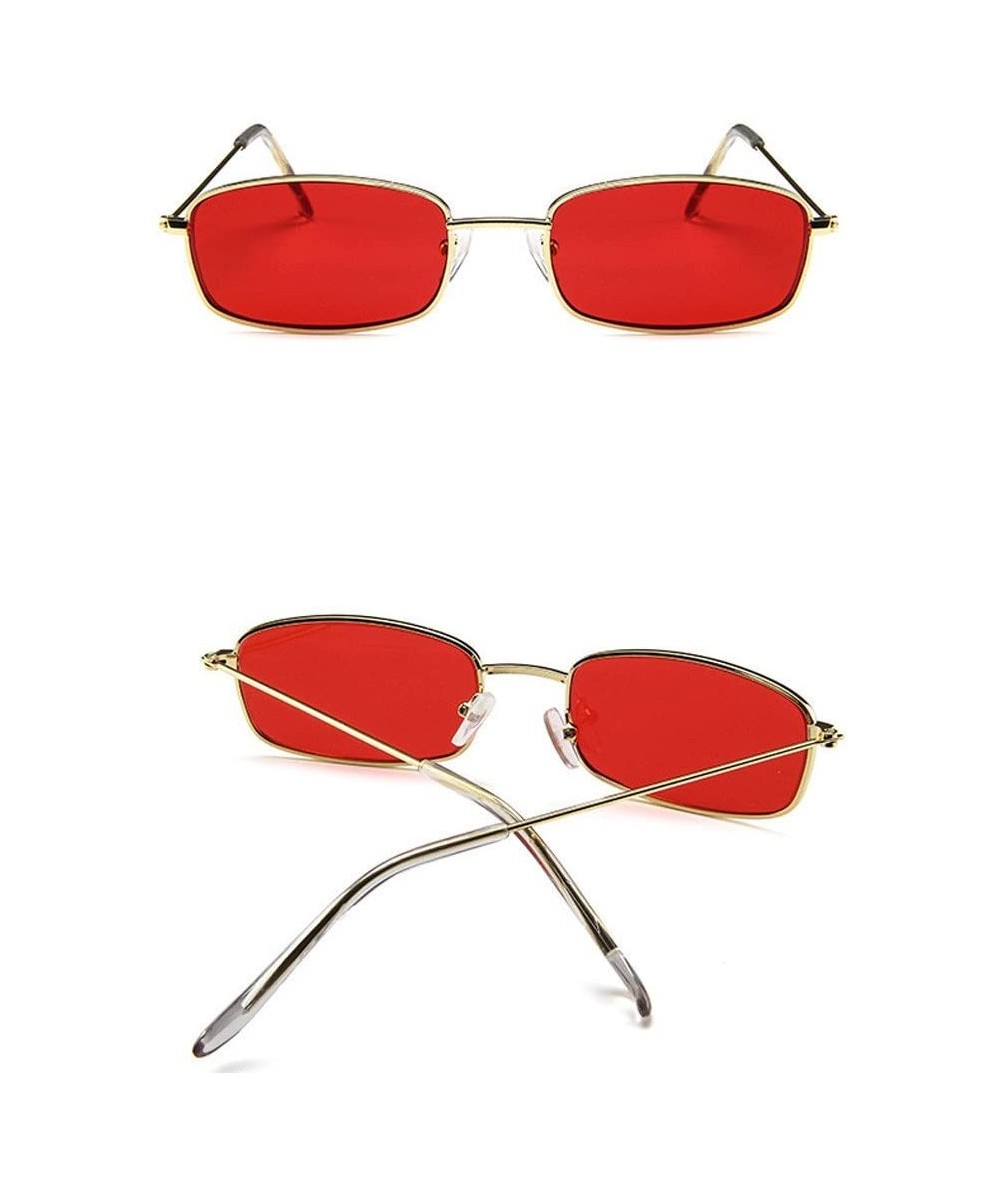 Square Unisex Vintage Sunglasses Women Man Retro Square Shades Small Rectangular Frame Sun Glasses (C) - C - C918RQMO0IQ $9.14