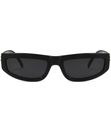 Rectangular Unisex Sunglasses Fashion Bright Black Grey Drive Holiday Rectangle Non-Polarized UV400 - Bright Black Grey - C81...