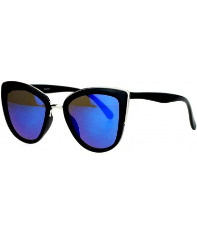 Butterfly Womens Sunglasses Stylish Retro Fashion Butterfly Frame Color Mirror Lens - Black Silver (Blue Mirror) - CG1892EL2C...