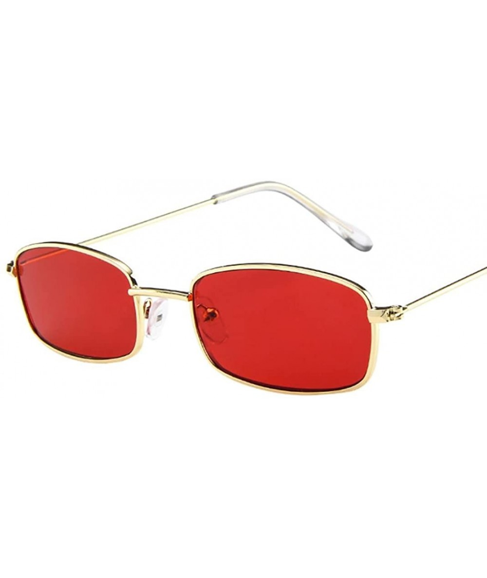 Square Small Rectangle Sunglasses For Women Metal Frame Mirrored Lens - C - CW18DWD8Q6G $9.15