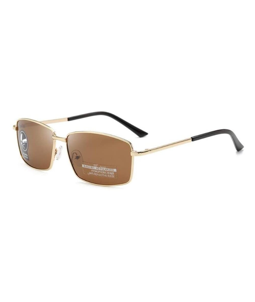 Square Driving Discoloration Sunglasses Polarized Protection - Gold Frame Tea Flakes - CY190T8G80C $7.04