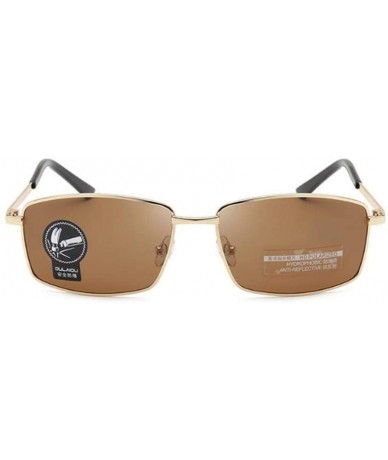 Square Driving Discoloration Sunglasses Polarized Protection - Gold Frame Tea Flakes - CY190T8G80C $7.04